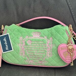 NEW Juicy Couture Green and Pink Quilted Shoulder Bag NWT!!!!